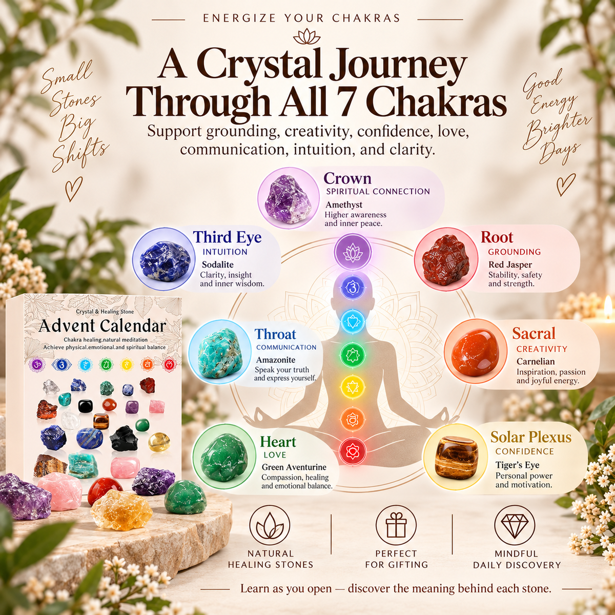 💜 MysticGems™ Crystal Countdown Calendar – Discover a New Stone Every Day