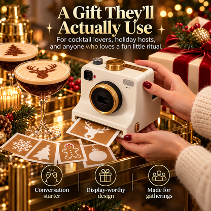 ☕📸 LatteSnap™ – One-Click Coffee Art Magic Camera with 8 Creative Design Cards ✨🎨