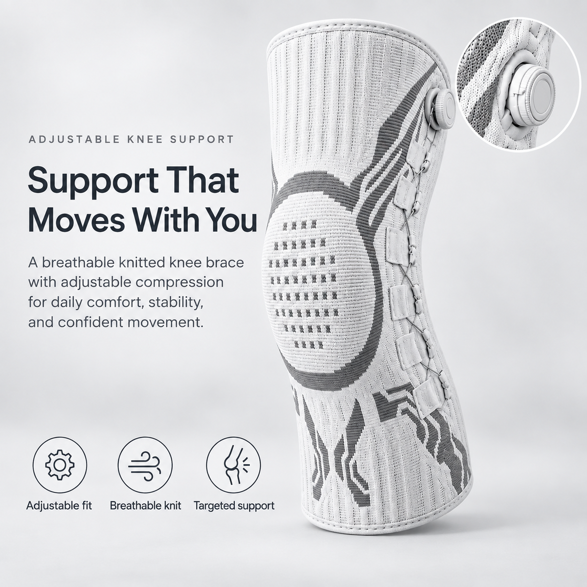 🦵 FlexGuard™ Adjustable Knee Support – Smart Compression Brace for Active Movement & Daily Comfort