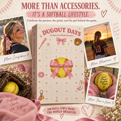 🎀 Dugout Dreams™ 24-Day Softball Advent Calendar – Christmas Surprises for Softball Girls