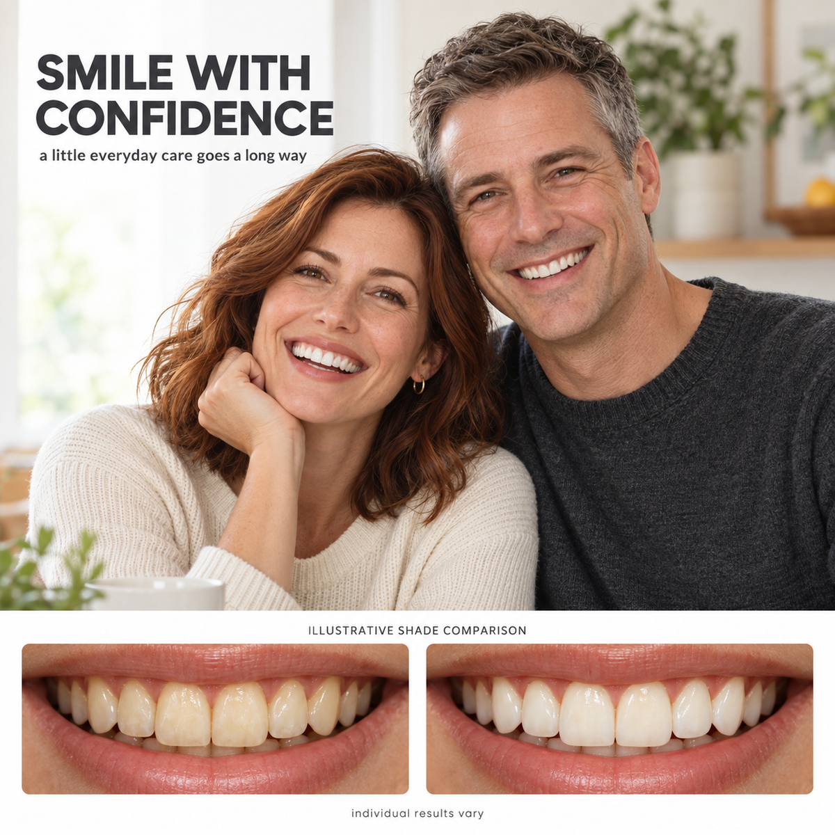 Adults smiling as part of a daily oral care lifestyle