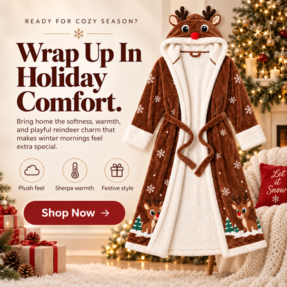 🦌 CozyRudolph™ Heated Holiday Robe – Ultra Soft Warmth for Christmas Nights
