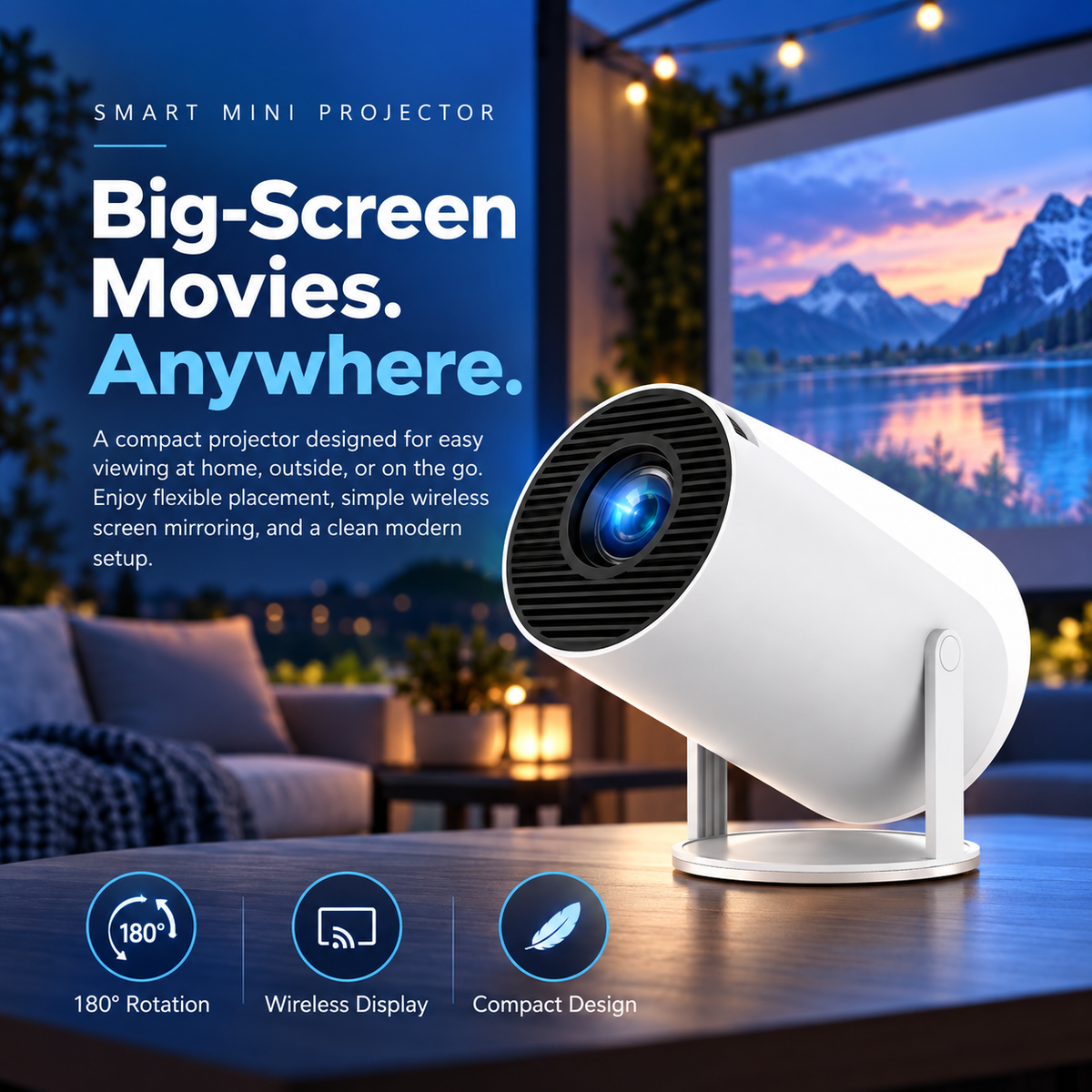 🎬 CineGo™ Mini Projector – Portable HD Home Theater Projector for Movies, Gaming & Outdoor Fun