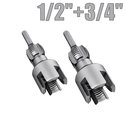 🔥HOT SALE🔥📍Drill-Powered Pipe Thread Cutting Bit — Internal & External Threading for 1/2' & 3/4' Plastic Pipes