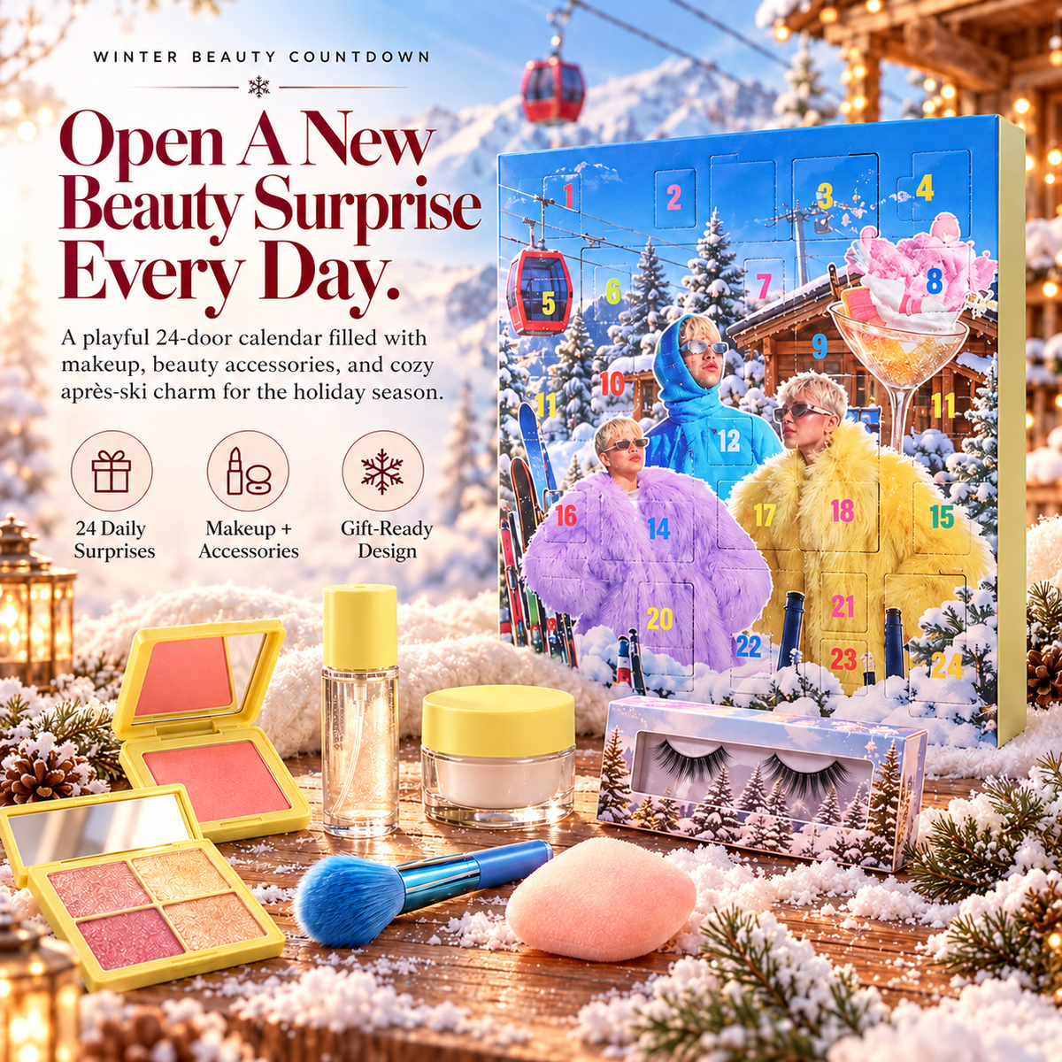 GlowLuxe™ 24-Day Beauty Advent Calendar – Makeup & Beauty Surprise Countdown