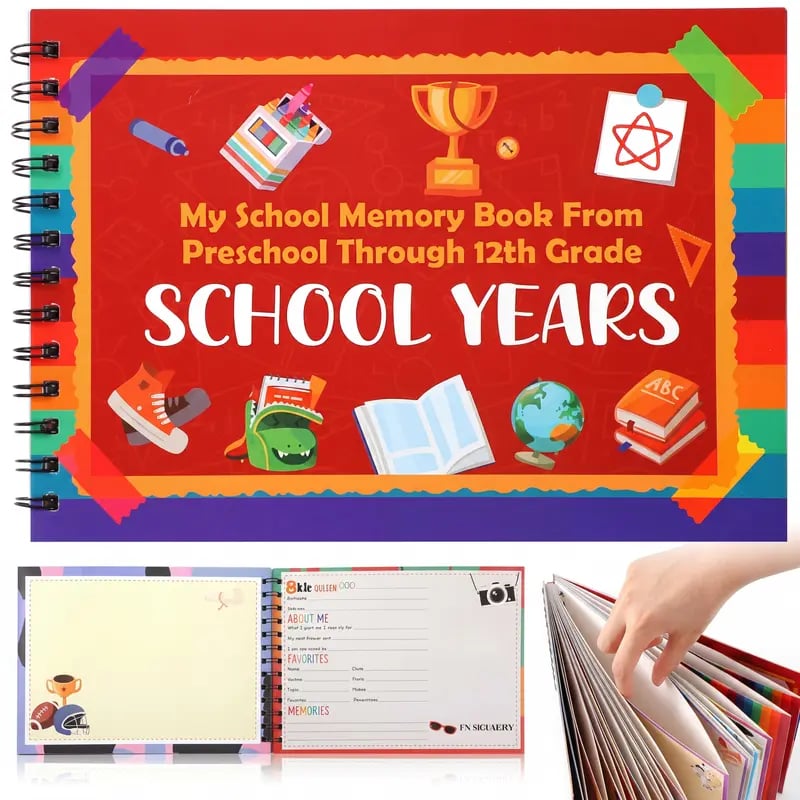 🔥HOT SALE🔥📚❤️School Memory Book - Preschool to 12th Grade Keepsake Album for Cherished School Photos & Childhood Memories
