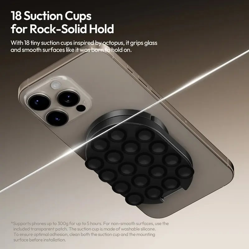 📱 Magnetic Suction Cup Phone Mount: Versatile Desktop Stand & Wall-Mounted Holder – Strong Magnetic Grip for Smartphones – Ideal for Glass, Mirrors & Smooth Surfaces
