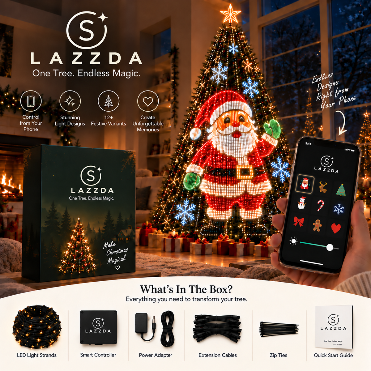 Lazzda Smart Animated Christmas Tree Lights