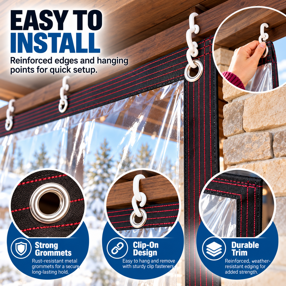 🏡 Clear Outdoor Weatherproof Curtain – Windproof Transparent PVC Patio Enclosure