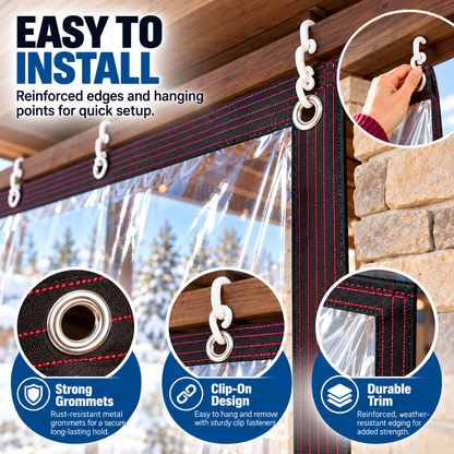 🏡 Clear Outdoor Weatherproof Curtain – Windproof Transparent PVC Patio Enclosure