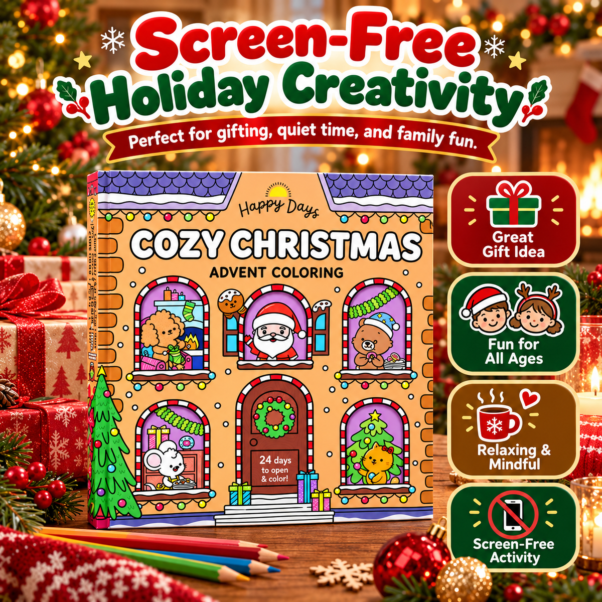 🎄 CozyColor™ Christmas Advent Coloring Book – Unwrap a Magical Coloring Surprise Every Day
