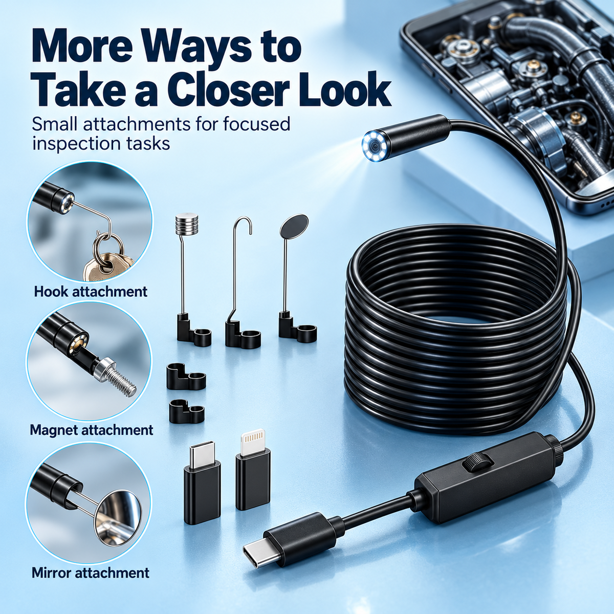 🔧ScopePro™ HD Inspection Camera – See Inside Tight Spaces 🔍