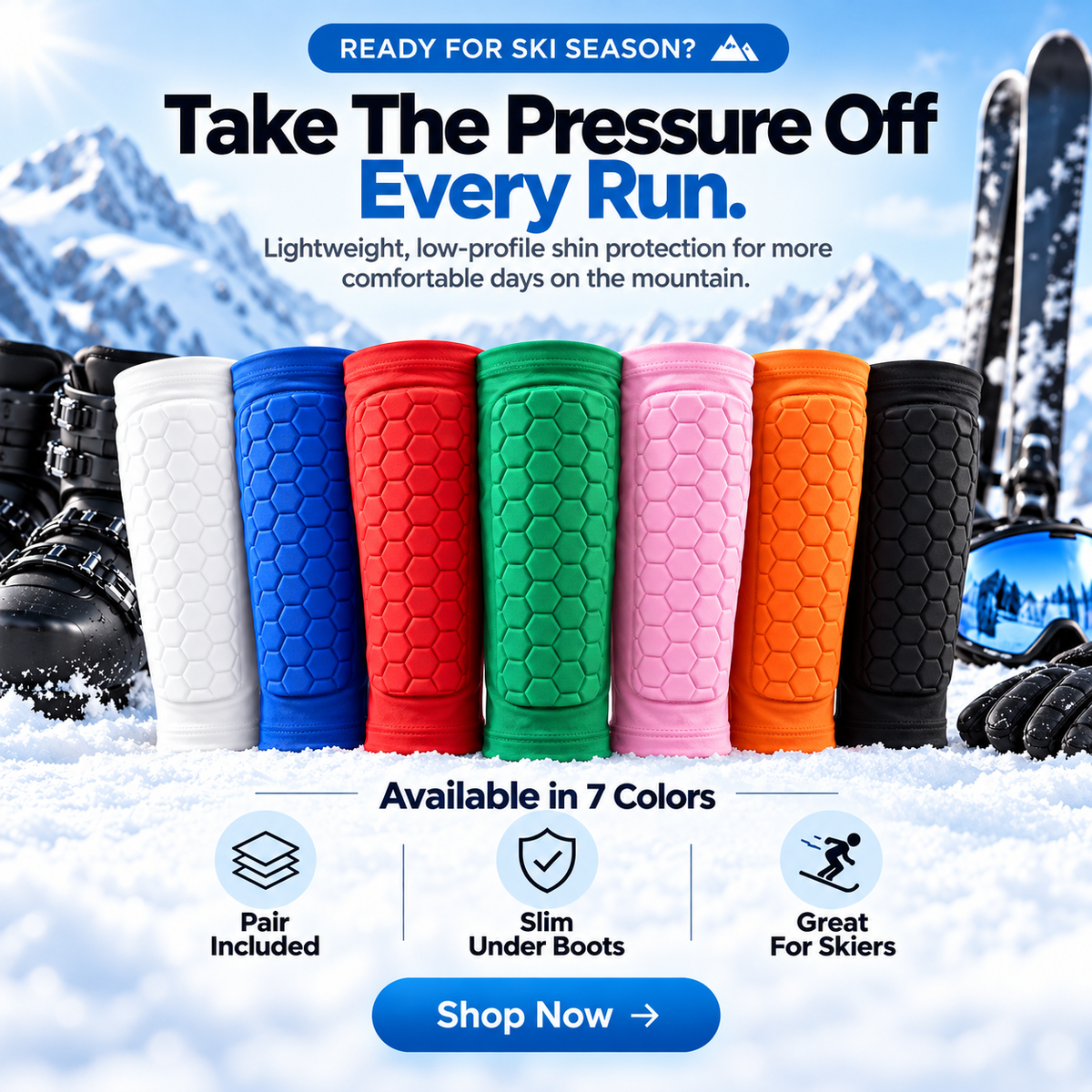 ❄️AlpineShield™ Ski Boot Shin Pads – Low-Profile Cushioning for Comfortable Runs