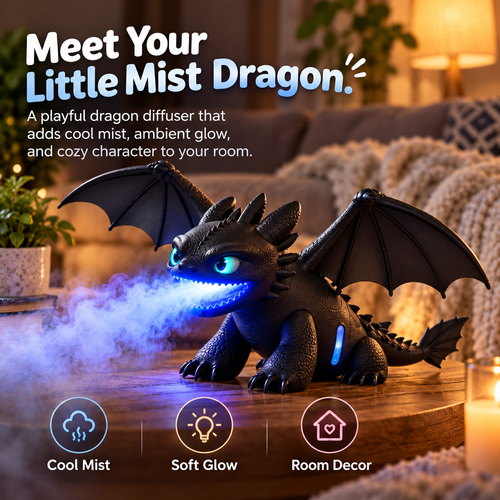 🐉✨ Little Mist Dragon Humidifier | Magical Glow & Cozy Vibes 💙