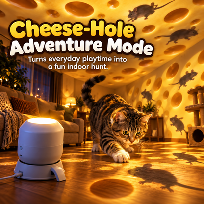 Interactive Cat Mouse Projector Toy, Cheese-Themed Chase Light for Indoor Cats, Fun Exercise & Playtime Pet Toy