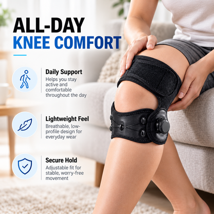 Adjustable Knee Support Brace – Dial Fit Compression Knee Stabilizer for Sports & Daily Support
