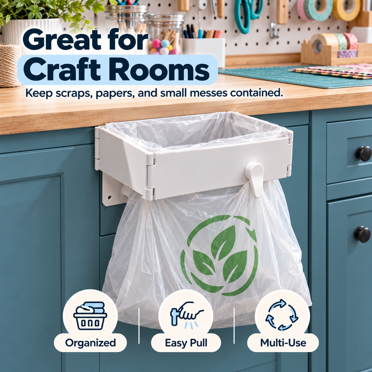 ✨ CleanNest™ Wall-Mounted Trash Bag Holder-Magnetic suction model（Includes 2 adhesive backings）