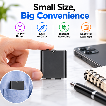 🎉 Mini Magnetic Voice Recorder One-Touch Recording
