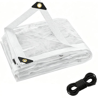🌧️ RainShield Pro™ Transparent Waterproof Tarp – Heavy-Duty Outdoor Cover with Secure Grommets