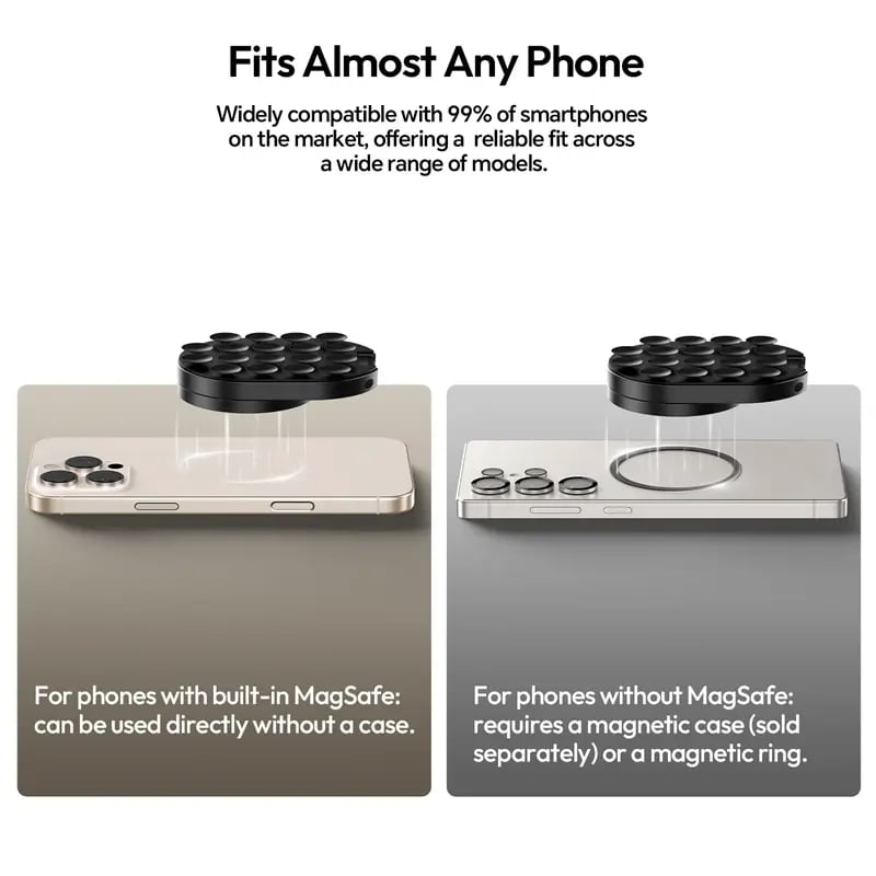 📱 Magnetic Suction Cup Phone Mount: Versatile Desktop Stand & Wall-Mounted Holder – Strong Magnetic Grip for Smartphones – Ideal for Glass, Mirrors & Smooth Surfaces