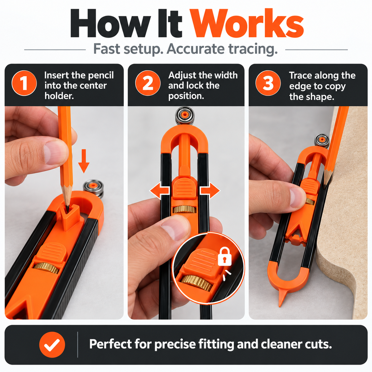 📐 TraceMaster™ Adjustable Contour Tracing Tool – Precision Edge & Shape Copying Scribe for DIY & Woodworking