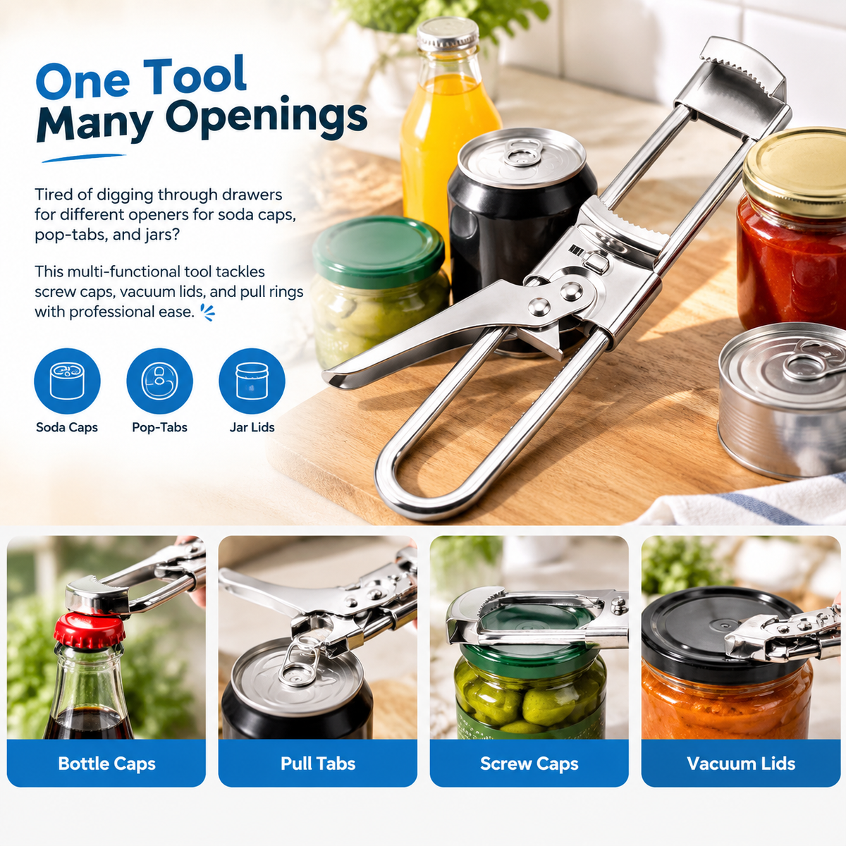 Adjustable jar and bottle opener - product image 1