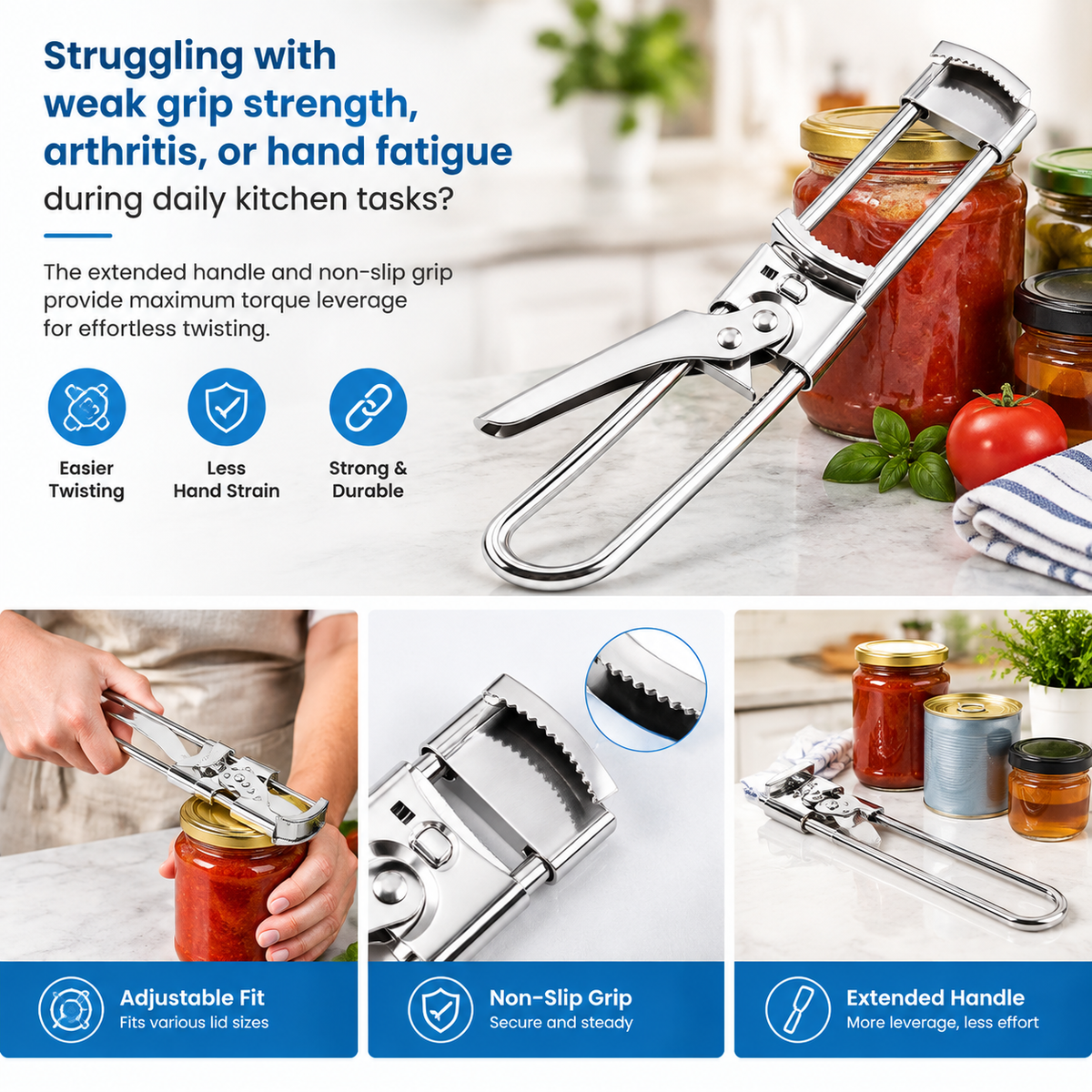 Adjustable jar and bottle opener - product image 4
