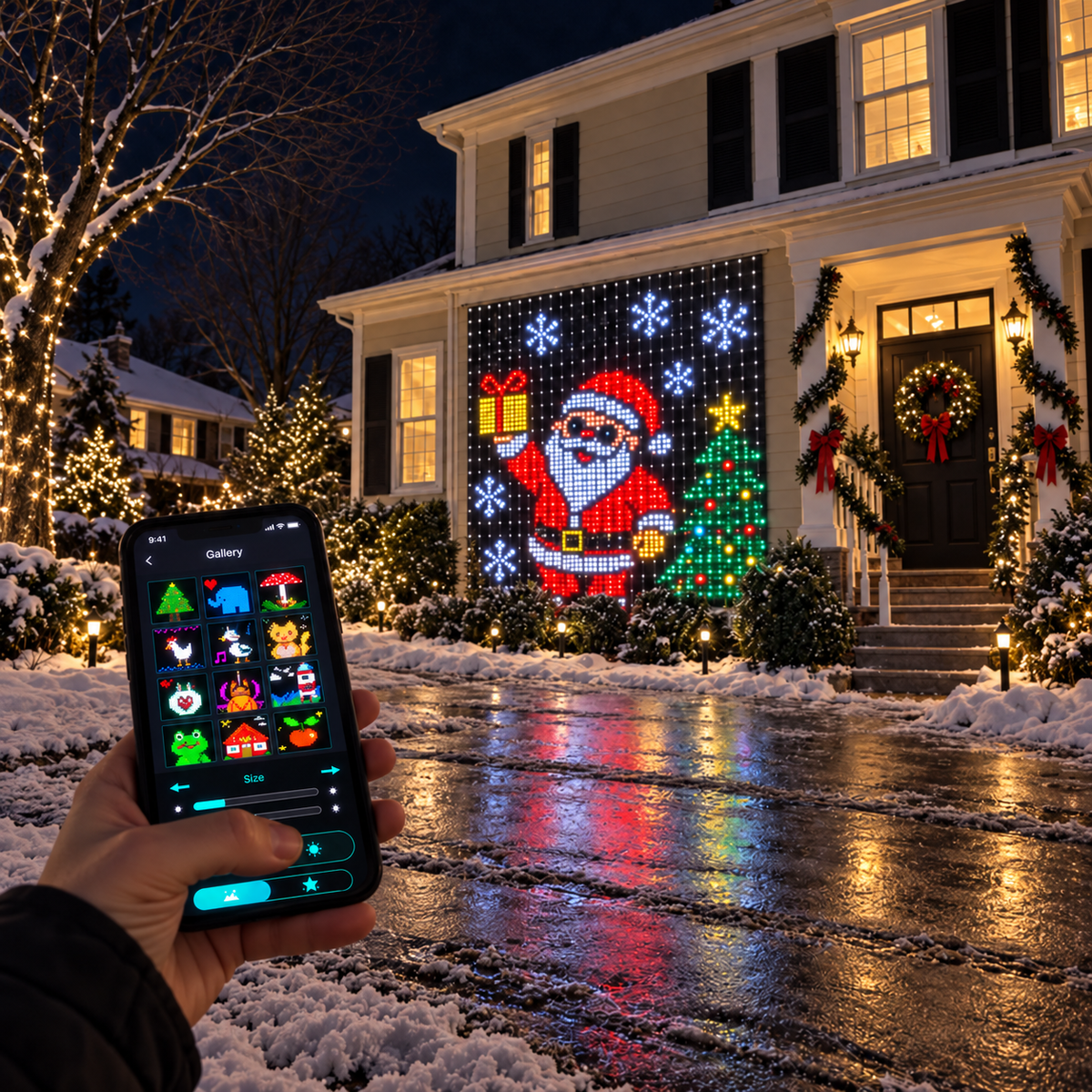 Smart LED Pixel Curtain Lights – App-Controlled RGB Holiday Display with Music Sync & DIY Modes