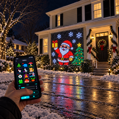 Smart LED Pixel Curtain Lights – App-Controlled RGB Holiday Display with Music Sync & DIY Modes