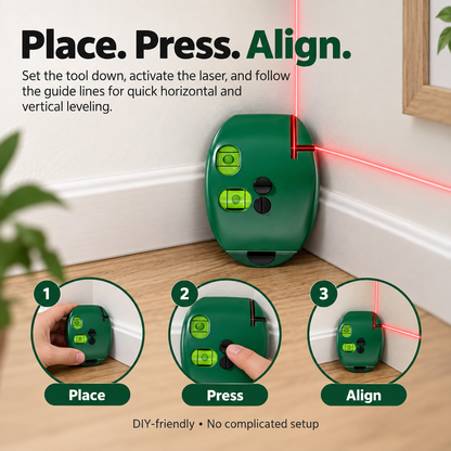 Laser Right Angle Level, 90° Cross Line Laser Level with Dual Bubble Vials, Compact Horizontal & Vertical Alignment Tool for Tile, Picture Hanging, Woodworking, DIY & Home Projects