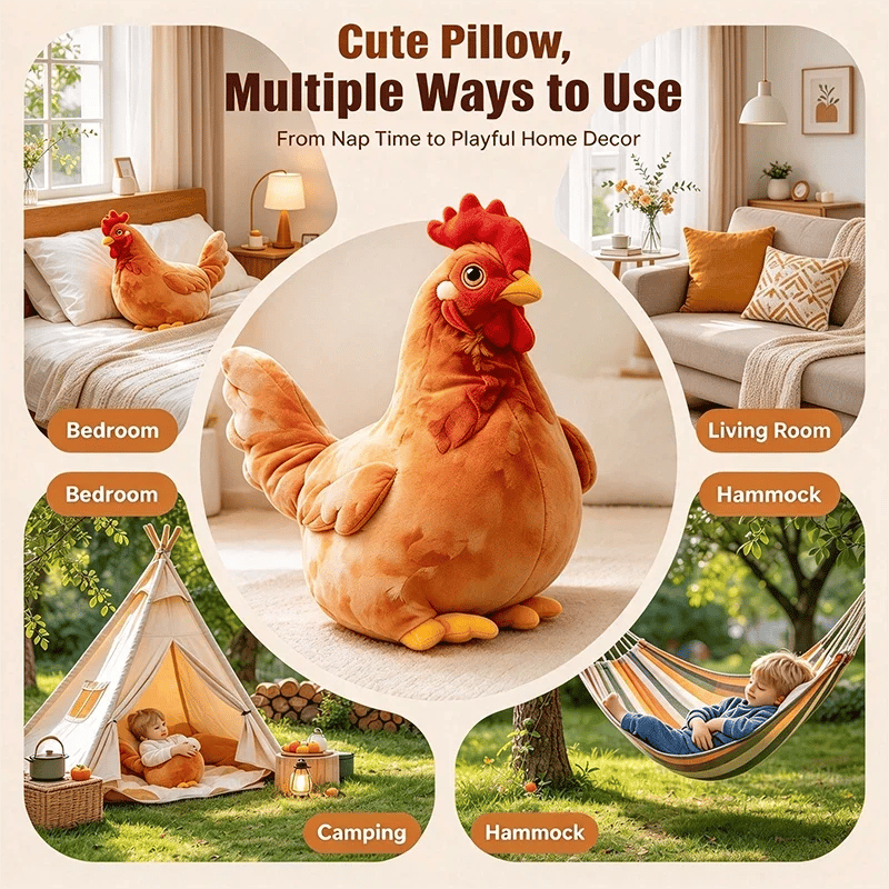 🐔 Cozy Chicken Plush Pillow
