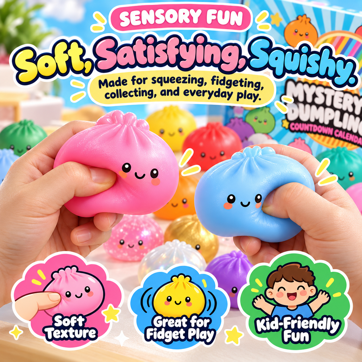 MiniMystery™ 24-Day Dumpling Squishy Advent Calendar – 24 Collectible Surprises