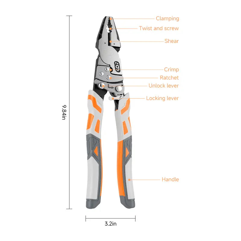 55-Steel Self-Locking Anti-Skid Ratchet Pliers with Lock Mechanism