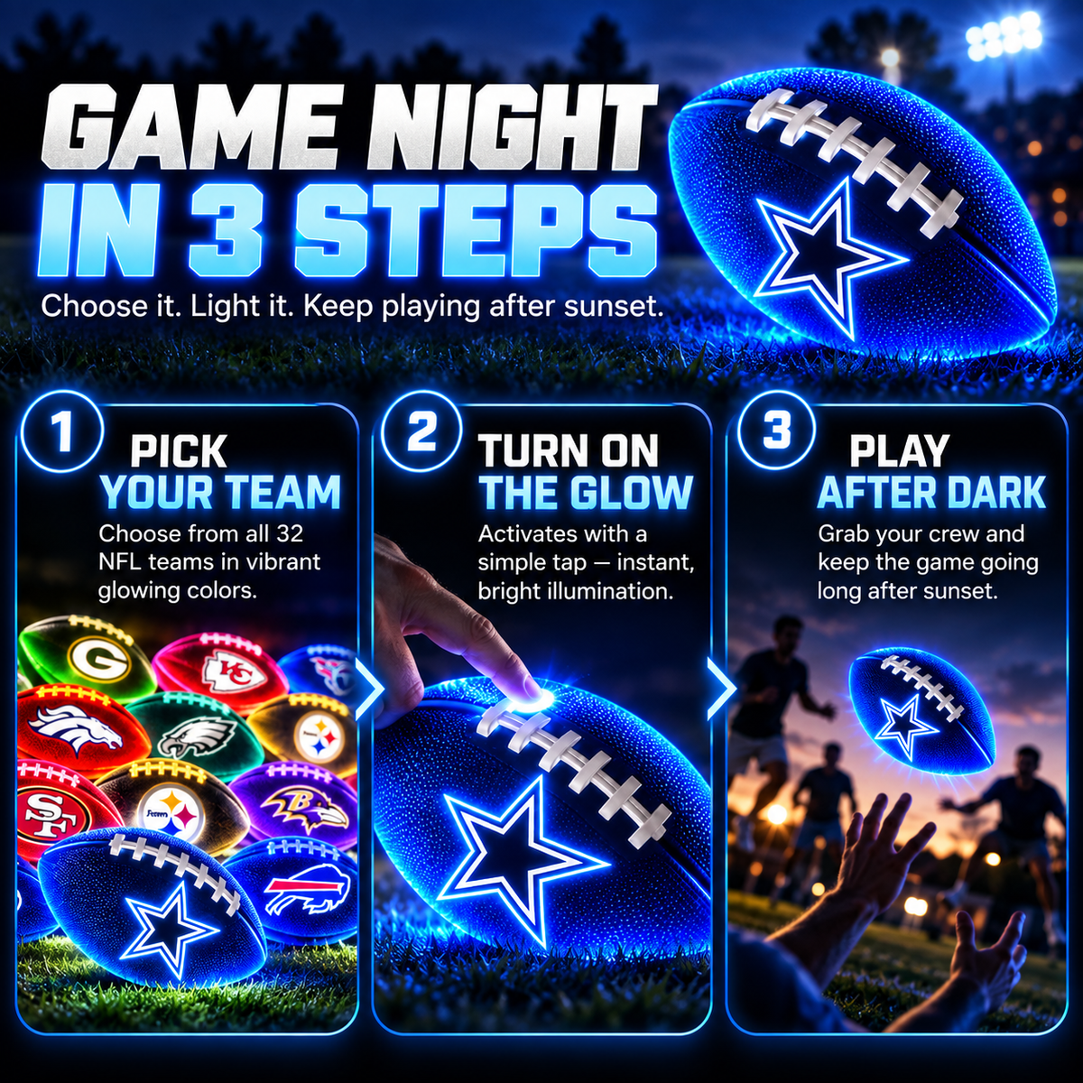🏈 GlowRush™ Light-Up Football Keep The Game Going After Dark