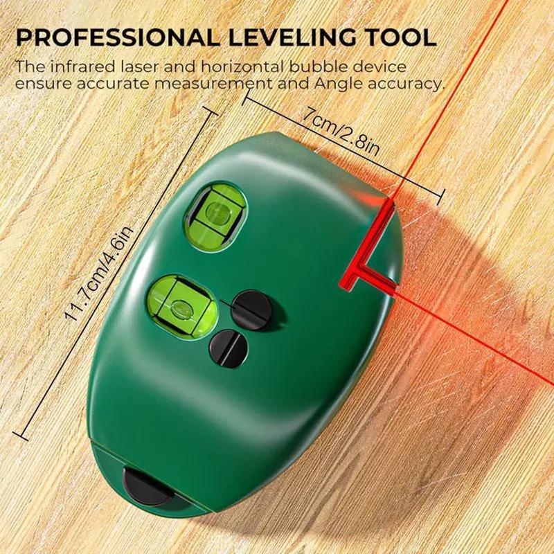 Laser level dimension diagram showing approximately 11.7 centimeters by 7 centimeters