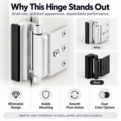 SlimPro™ Compact Side-Mount Door Hinge, Modern Minimalist Cabinet & Door Hardware, Space-Saving Design, Easy Installation Pivot Hinge
