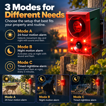 ☀️ SolarGuard™ 130dB Motion-Activated Animal Deterrent Alarm 🚨