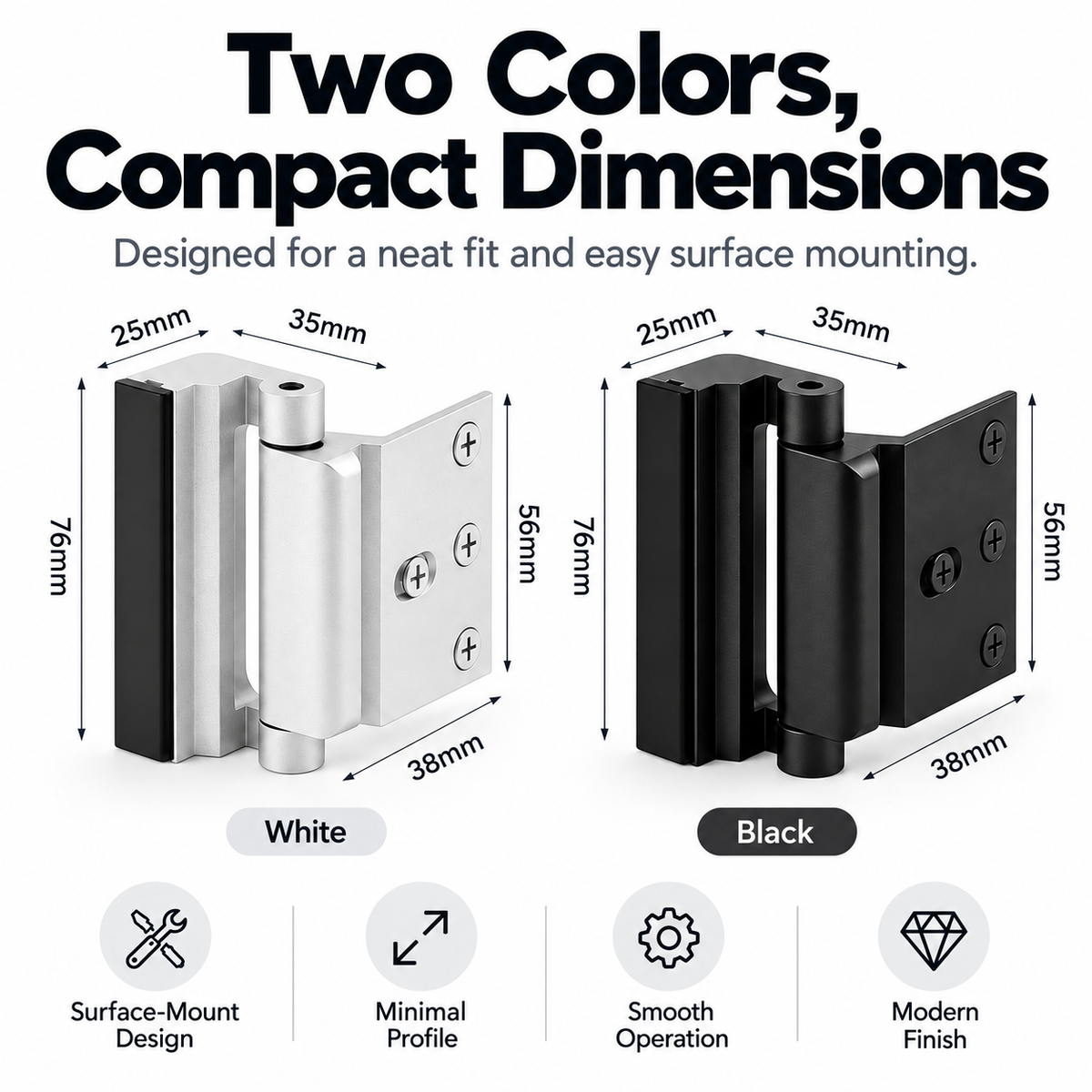 SlimPro™ Compact Side-Mount Door Hinge, Modern Minimalist Cabinet & Door Hardware, Space-Saving Design, Easy Installation Pivot Hinge