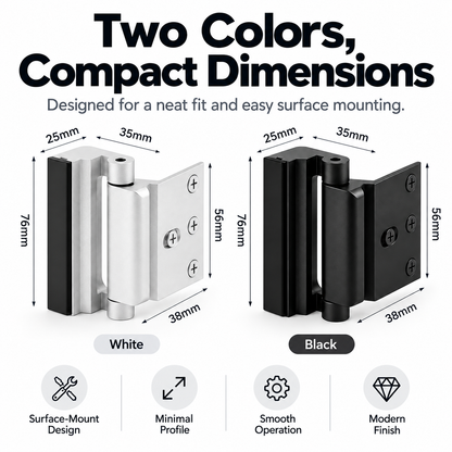 SlimPro™ Compact Side-Mount Door Hinge, Modern Minimalist Cabinet & Door Hardware, Space-Saving Design, Easy Installation Pivot Hinge