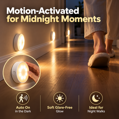 💡 GlowSense™ Rechargeable Motion Sensor Lights – Wireless Stick-On Lights for Stairs, Closets & Hallways