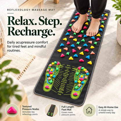 Reflexology Foot Massage Mat, Full-Length Acupressure Walking Mat with Textured Pressure Nodes, Foot Relaxation & Massage Pad for Home, Office and Daily Wellness