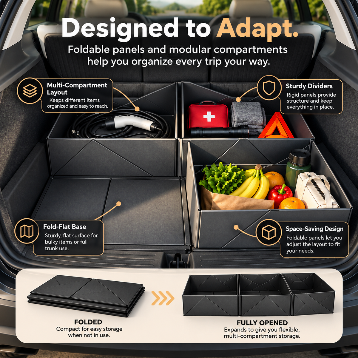 🚗TrunkMate™ Foldable Car Trunk Organizer – More Storage, Less Clutter