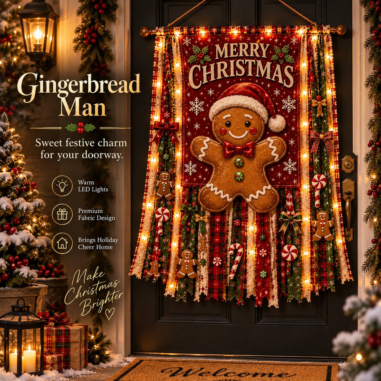 🎄✨ Christmas Glow Door Banner – Light-Up Holiday Welcome Decor for a Festive Entrance