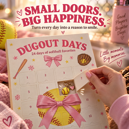 🎀 Dugout Dreams™ 24-Day Softball Advent Calendar – Christmas Surprises for Softball Girls