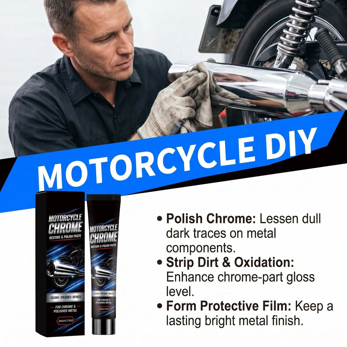 Motorcycle chrome metal polishing paste — product photo 4