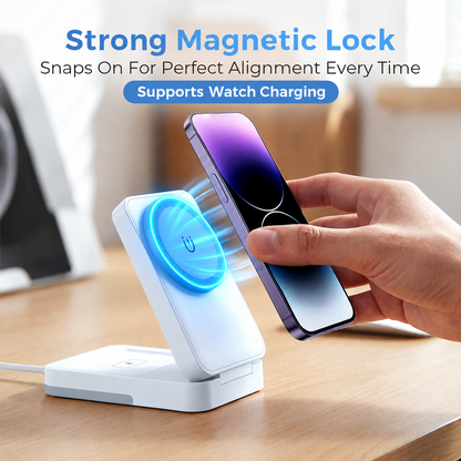 3-in-1 Foldable Magnetic Charging Stand for Everyday Devices
