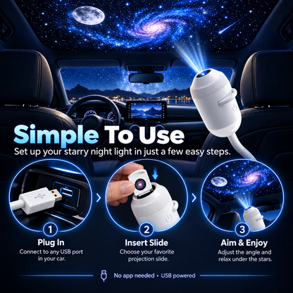 12-in-1 USB Starry Sky Projector Night Light, Flexible Galaxy Projection Lamp with 12 Slides, Portable USB-Powered Ambient Light for Car, Bedroom, Parties & Romantic Decor