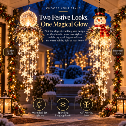 ❄️SnowGlow™ Illuminated Snowflake Hanging Lantern – Winter Entryway Décor
