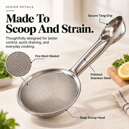 🍟 FryGrip™ 2-in-1 Oil Draining Tongs – Stainless Steel Deep-Fry Strainer & Food Grabber
