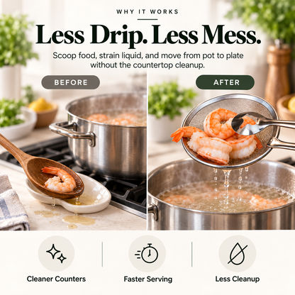 🍟 FryGrip™ 2-in-1 Oil Draining Tongs – Stainless Steel Deep-Fry Strainer & Food Grabber